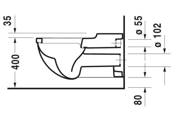 Duravit Starck 3 Wand-WC 70x36cm, oval, barrierefreie Ausführung, HygieneGlaze, weiß