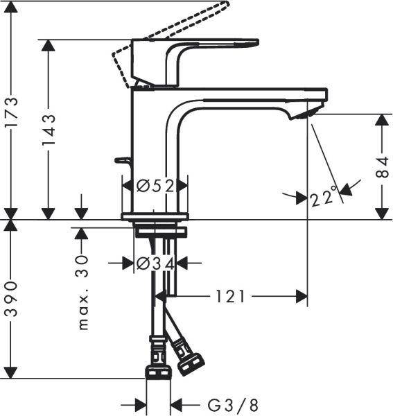 Hansgrohe Rebris E Einhebel-Waschtischarmatur 80 CoolStart, schwarz matt 72585670