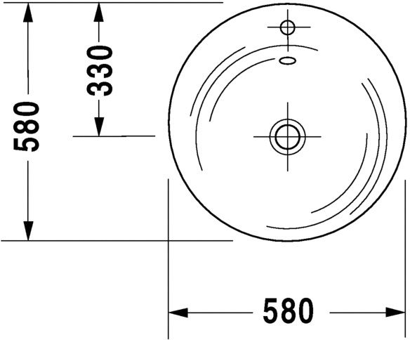 Duravit Starck 1 Waschtisch rund Ø58cm, mit 1 Hahnloch und Überlauf, WonderGliss, weiß