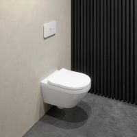 Vorschau: Villeroy&Boch Architectura TwistFlush[e³] Wand-WC rund, Tiefspüler, weiß 4694C0 WC-Sitz 8M70S101 8M706101