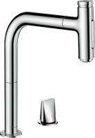 Vorschau: Hansgrohe Metris Select M71 2-Loch Einhebel-Küchenmischer 200, Ausziehbrause, 2jet 73819000 chrom