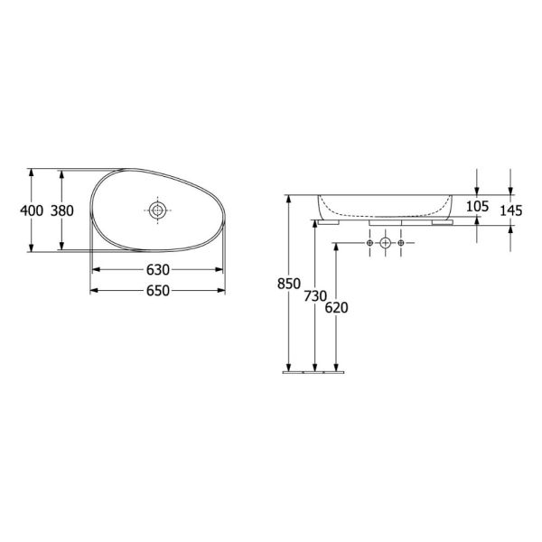 Villeroy&Boch Antao Aufsatzwaschtisch 65x40cm CeramicPlus, weiß 4A7465R1