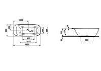 Vorschau: Laufen INO Badewanne mit integr. Kopfstütze, freistehend 180x80cm, weiß_2