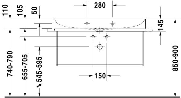 Duravit DuraSquare Waschtisch 100x47cm, ohne Überlauf, mit Wondergliss, mit nicht verschließbarem Ablaufventil, weiß 23531000411