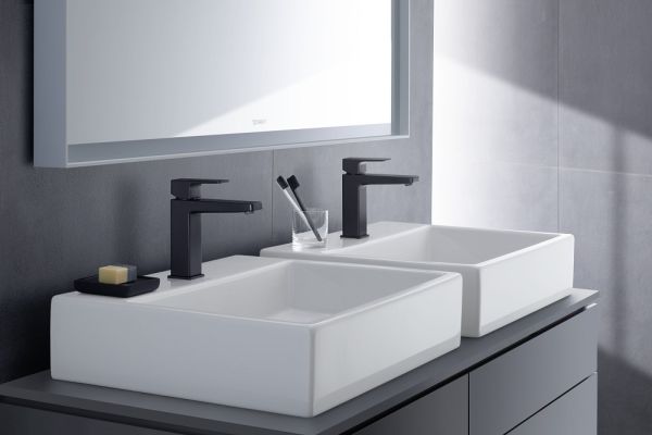 Duravit Manhattan Einhebel-Waschtischarmatur M Zugstangen-Ablaufgarnitur, schwarz MH1020001046