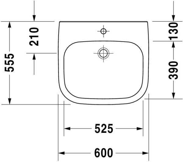 Duravit D-Code Waschtisch rechteckig 60x55,5cm, mit Hahnloch, ohne Überlauf, weiß 2313600000