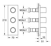 Vorschau: Grohe Grohtherm F 3-fach Unterputzventil, eckig, chrom