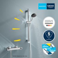 Vorschau: Grohe QuickFix Precision Flow Thermostat-Brausebatterie mit Brausestange 60cm & Handbrause, chrom 34800001