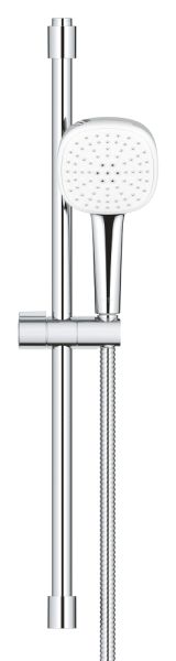 Grohe Tempesta Cube 110 Brausestangenset 60cm mit Metallbrauseschlauch 175cm, 2 Strahlarten, chrom