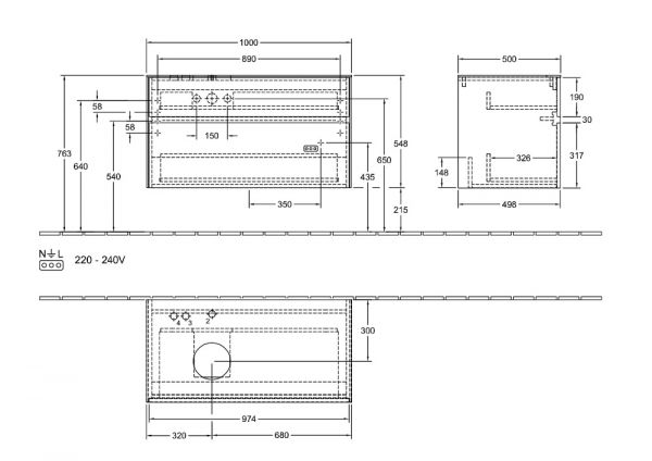 Villeroy&Boch Collaro Waschtischunterschrank 100cm für Aufsatzwaschtisch 4A18/4A19/A20/A21 links