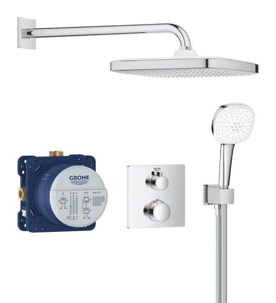 Grohe Grohtherm Duschsystem Unterputz mit Tempesta 250 Cube, eckig, chrom 34871000