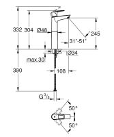 Vorschau: Grohe BauLoop Einhand-Waschtischbatterie XL-Size für freistehende Waschschüsseln, chrom