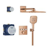 Vorschau: Grohe Grohtherm SmartControl Duschsystem Unterputz mit Rainshower SmartActive 310 Cube warm sunset