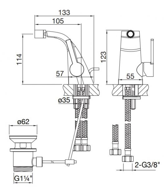 Steinberg Serie 260 Bidet Einhebelmischer mit Ablaufgarnitur, chrom