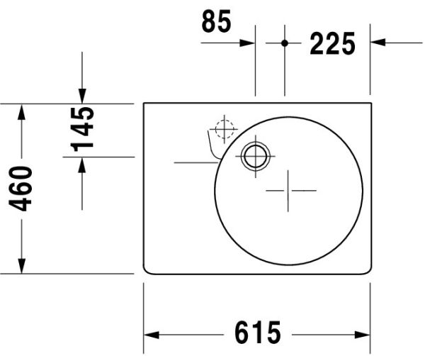 Duravit Scola Waschtisch rechteckig 61,5x46cm, mit Überlauf, ohne Hahnloch, Becken rechts, weiß 0685600000