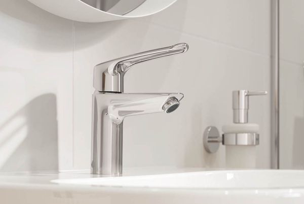 Grohe Eurosmart Einhand-Waschtischbatterie S-Size mit Verbrühschutz, offener Hebelgriff, chrom