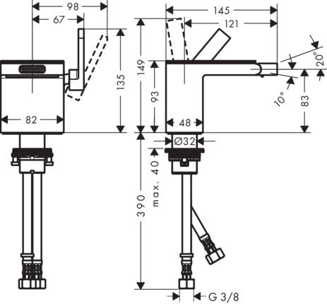 Axor MyEdition Einhebel-Bidetmischer mit Push-Open Ablaufgarnitur, ohne Platte