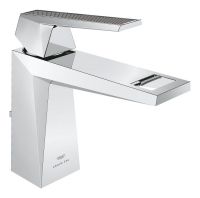 Grohe Allure Brilliant Einhand-Waschtischbatterie M-Size mit Rändelstrukturgriff und Ablaufgarnitur, chrom 24397000