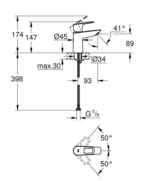 Grohe BauLoop Einhand-Waschtischbatterie S-Size, chrom