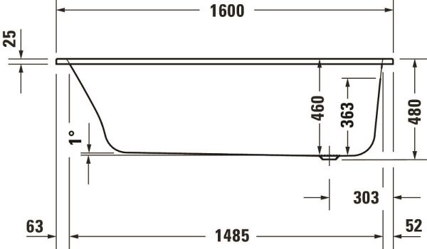 Duravit Qatego Einbau-Badewanne rechteckig 160x70cm, weiß