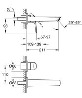 Vorschau: Grohe Eurosmart 2-Loch-Waschtischbatterie, Ausladung 211mm