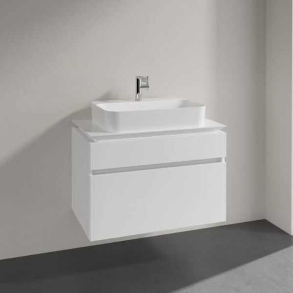 Villeroy&Boch Legato Waschtischunterschrank 80x50cm für Aufsatzwaschtisch, 2 Auszüge glossy white B75400DH1