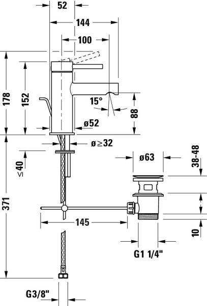 Duravit Circle Einhebel-Waschtischarmatur S mit Ablaufgarnitur wassersparend, chrom