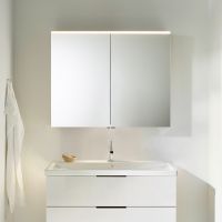 Vorschau: Burgbad Eqio Spiegelschrank mit horizontaler LED-Beleuchtung und 2 Spiegeltüren, 100x80cm, weiß hochglanz SPGS100F2009 1