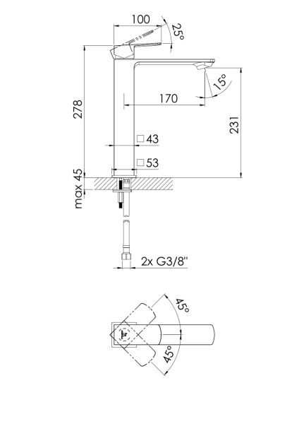 Steinberg Serie 342 Waschtischarmatur mit Ablaufgarnitur