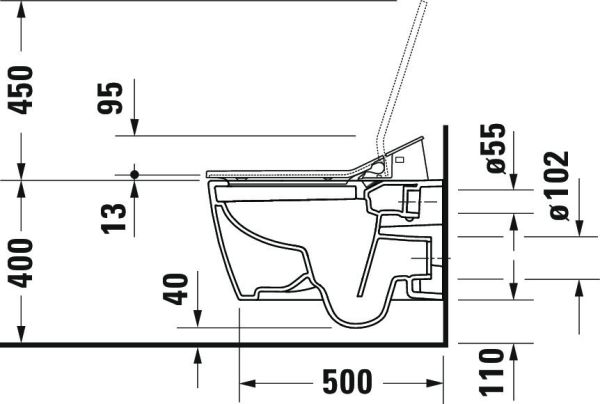 Duravit ME by Starck Wand-WC 57x37cm, rund weiß 2579592000