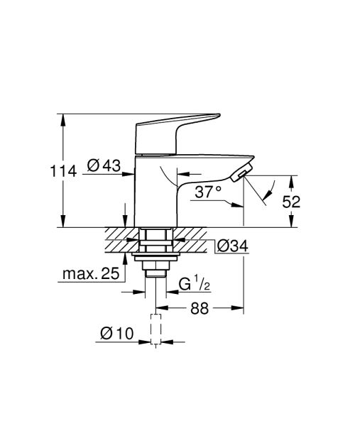 Grohe BauEdge Standventil XS-Size, wassersparend, chrom