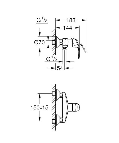 Grohe Eurosmart Einhand-Brausebatterie, chrom