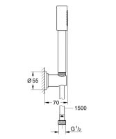 Vorschau: Grohe Sena Wandhalterset 1 Strahlart, Halter und Schlauch, chrom