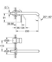 Vorschau: Grohe Essence 2-Loch-Waschtischbatterie, Ausladung 230mm, wassersparend