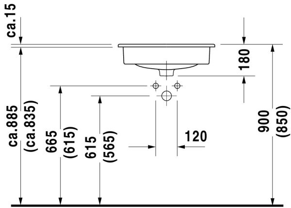 Duravit D-Code Einbauwaschtisch rechteckig 54,5x43,5cm, mit Überlauf, ohne Wondergliss, weiß 0337540000