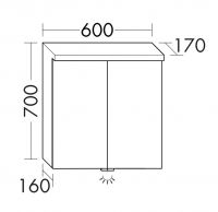 Burgbad Lin20 Spiegelschrank mit horizontaler LED-Beleuchtung, Waschtischbeleuchtung, 2tlg, 60x70cm SPQL060F5351