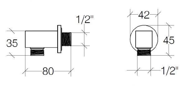 lineabeta LINEA Wandanschlussbogen quadratisch 1/2", chrom