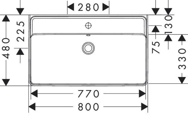 hansgrohe Xanuia Q Aufsatzwaschtisch geschliffen 80x48cm mit Überlauf, weiß