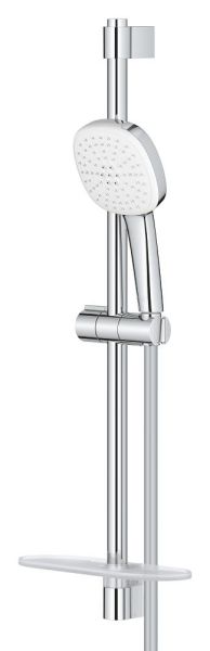 Grohe Tempesta Cube 110 Brausestangenset 60cm mit Ablage, 2 Strahlarten, 13,5 l/min, chrom