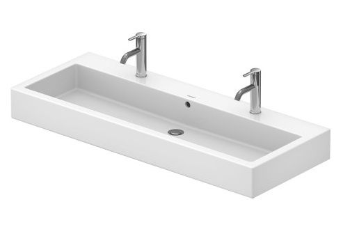 Duravit Vero Waschtisch rechteckig 120x47cm, 2 Hahnlöcher, mit Überlauf, WonderGliss, geschliffen, weiß 04541200261