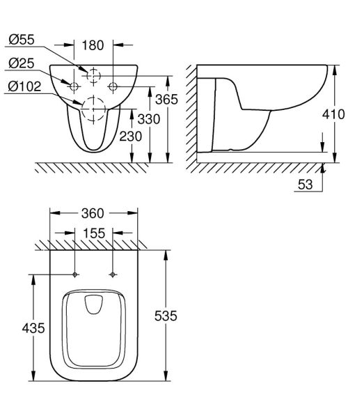 Grohe BauEdge Keramik Wand-Tiefspül-WC, spülrandlos, weiß