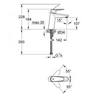 Vorschau: Grohe Eurodisc Cosmopolitan Einhand-Waschtischbatterie, EcoJoy, glatter Körper, M-Size, chrom