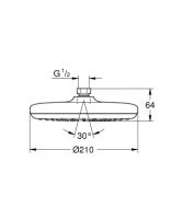 Vorschau: Grohe Tempesta 210 Kopfbrause 1 Strahlart 9,5l/min, chrom