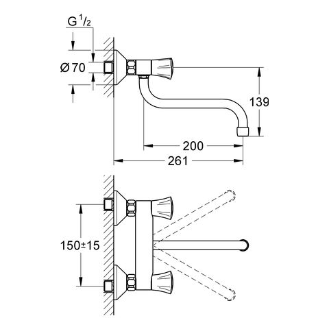 Grohe Costa L Spültisch-Wandbatterie, chrom