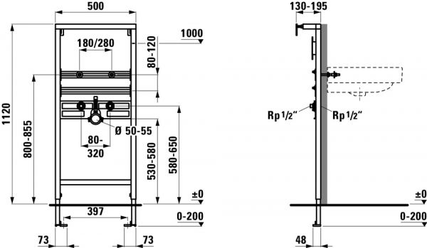 Laufen LIS CWB1 Installationselement für Waschtische 89266.1