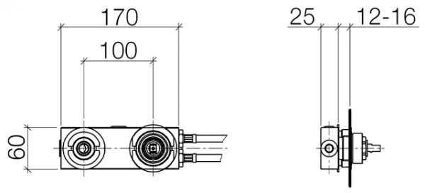 Dornbracht UP-Wand-Einhandbatterie, Mischer rechts 3581697090 Maße