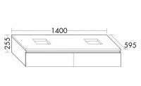 Burgbad Cube Waschtischunterschrank passend zu Grohe Cube Aufsatzschalen, mit 2 Auszügen, 140cm WWXY141F3781