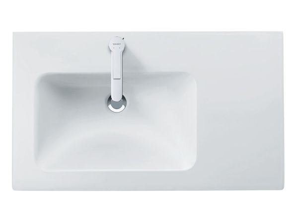 Duravit ME by Starck Waschtisch 83x49cm, 1 Hahnloch, mit Überlauf, Becken links, weiß seidenmatt 2345833200