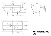 Vorschau: Kaldewei Asymmetric Duo Rechteck-Badewanne 180x90cm Mod.742