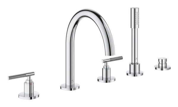 Grohe Atrio 5-Loch-Wannen-Kombination für Atrio Hebelgriffe mit Rändelstruktur 48651000, chrom 25224000